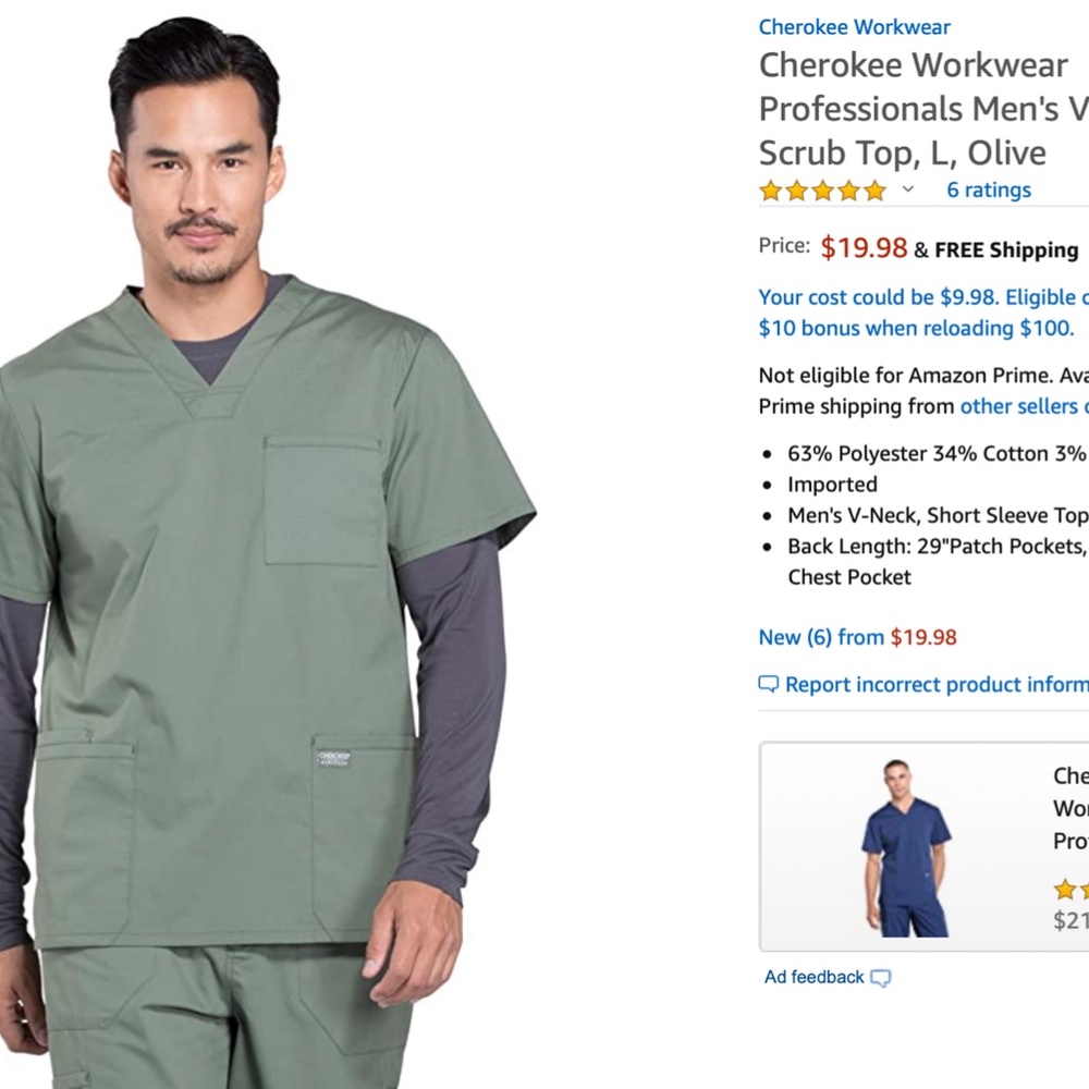 Brand new Men's Cherokee Workwear scrub set